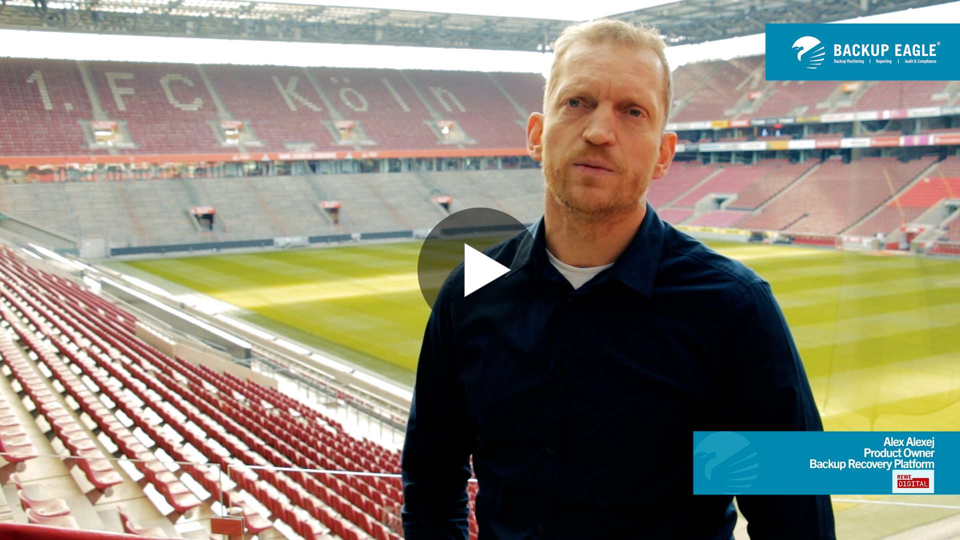 Thumbnail zur BACKUP EAGLE® Kundenstimme vom Referenz-Interview mit Rewe Digital Ansprechpartner.